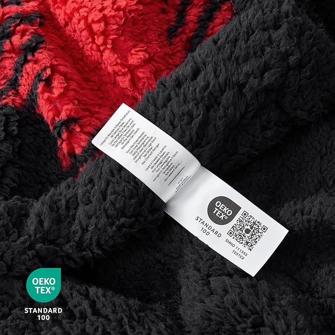 Cozy Bliss Ultra Soft Reversible Double Sherpa Sided Blanket, Buffalo Plaid Throw Blanket Fluffy Thick Warm Plush Fuzzy Blanket for Couch, Bed and Gifts (Red/Black Buffalo Check, 50" x 60")