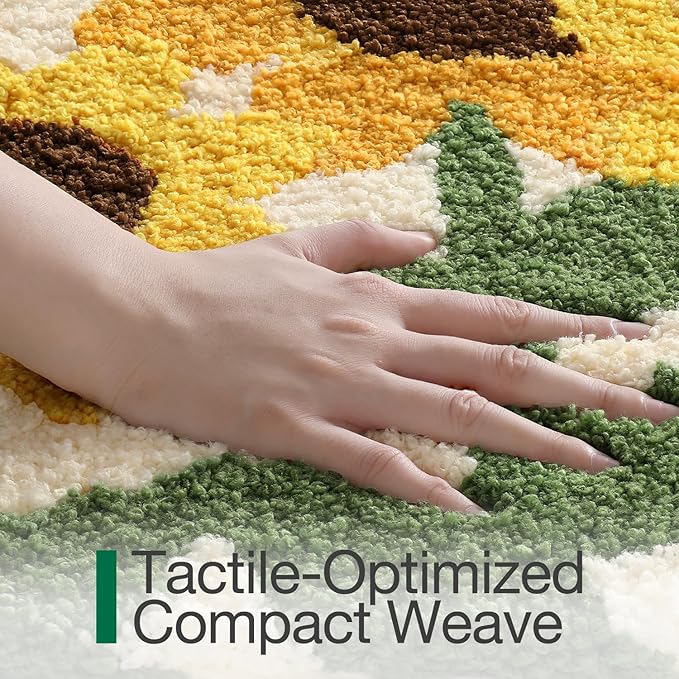 LUMI Bathroom Rug 24x36, Soft Absorbent Microfiber Bath Mats, Non-Slip Machine Wash Bath Mats for Bathroom, Shower and Bathtub Floor, Sunflower