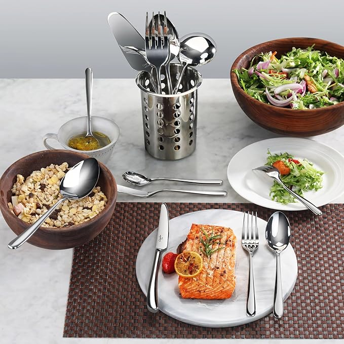 Cangshan RAIN II Flatware Set, Stainless Forged, Window Box, Metallic Finish (47-Piece)