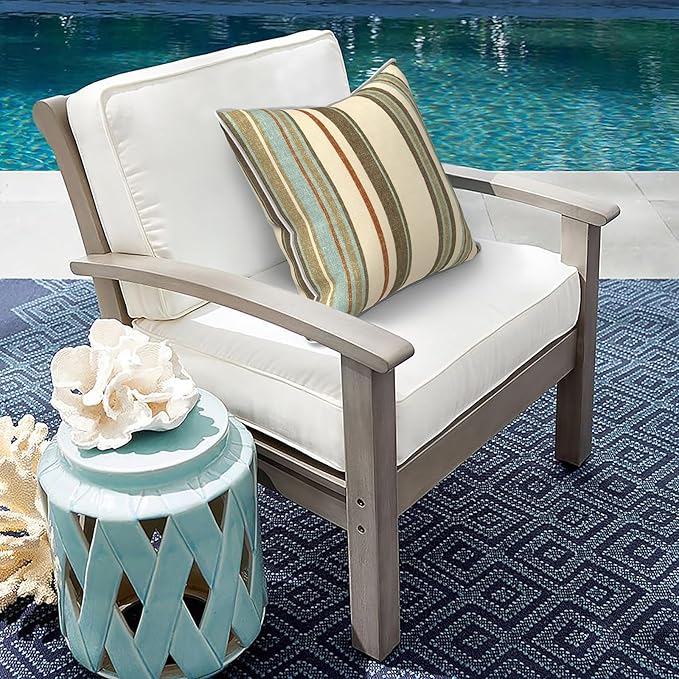 Outdoor Throw Pillow Covers Pack of 2, Decorative Water Repellent Square Pillow Cases 18x18 Inch, Patio Pillowcases for Home Patio Furniture Use, Stripe Onyx