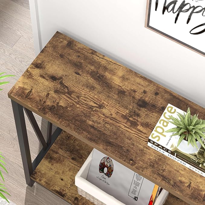 EXCEFUR Entryway Table, Narrow Sofa Console Tables Behind Couch, Modern Entry Table for Hallway Entrance Living Room, Rustic Brown