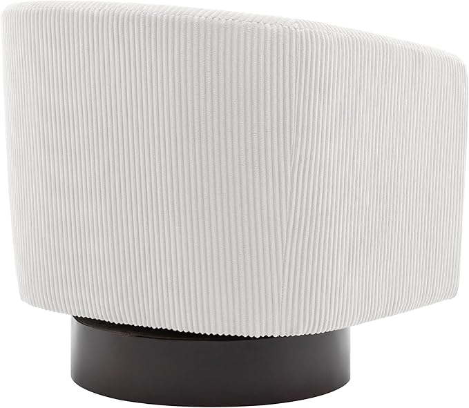 UIXE Swivel Accent Chair, Upholstered Corduroy Barrel Chair for Living Room, Small Single Sofa Bedroom Reading Seat, Beige