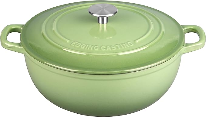 Enameled Cast Iron Dutch Oven Pot with Lid for Sourdough Bread Baking, Bread Dutch Ovens, Cooking Pots, 5 Quart, Pistachio Green