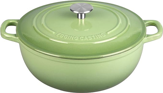 Enameled Cast Iron Dutch Oven Pot with Lid for Sourdough Bread Baking, Bread Dutch Ovens, Cooking Pots, 5 Quart, Pistachio Green