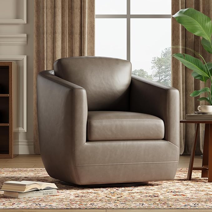 COLAMY 360° Swivel Accent Chair Set of 2 with Pillow - Comfy Living Room Armchair No-Sag Foam & Sturdy Metal Base, Fully Assembled Swivel Accent Single Sofa for Bedroom Living Room, Office, Wolf Grey