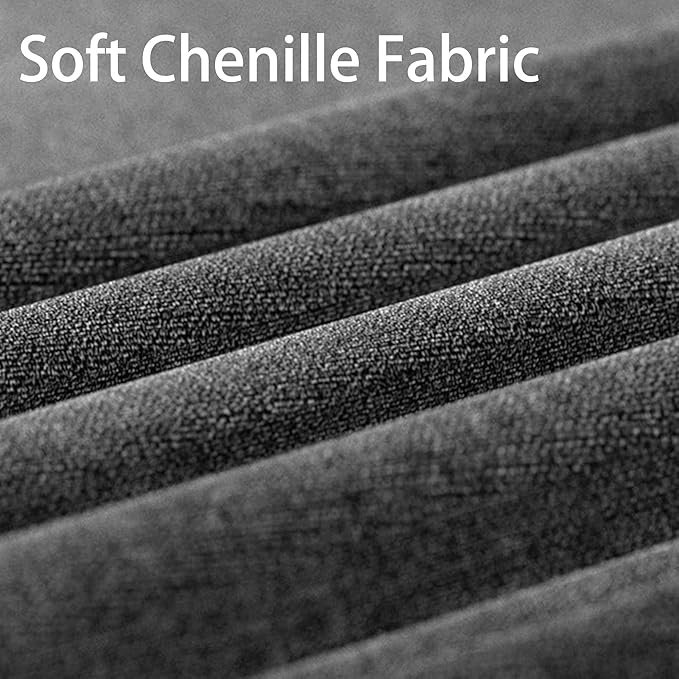 VKNOW Mid-Century Accent Chair, Modern Upholstered Chenille Armchair for Living Room,Comfy Reading Accent Chairs with Wood Legs for Bedroom, Dark Grey Polyester