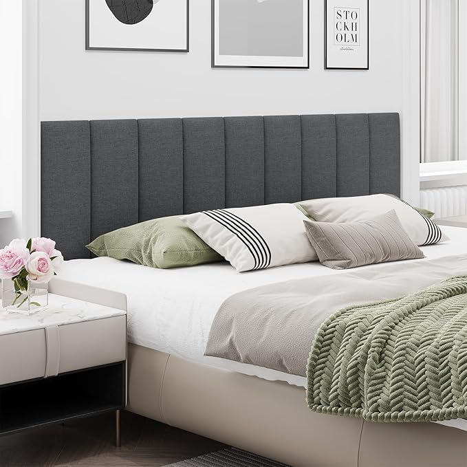 Upholstered Headboard for Queen Size Bed, Wall Mounted & Peel and Stick Headboard, Soundproof DIY Wall Panels, Fabric Tufted Head board in Modern Design for Bedroom (9 Panels, Each 23.62"x9.84"）