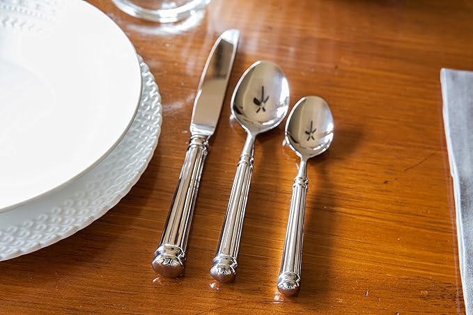 FORTESSA Nyssa 18/10 Stainless Steel Flatware, 20 Piece Place Setting With Table Knives, Forks and Spoons (Service For 4), Dishwasher Safe, Mirrored