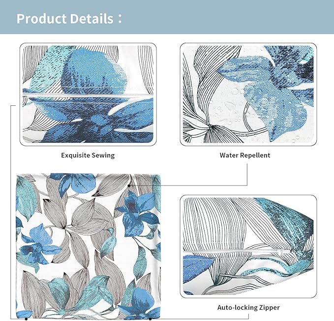 Outdoor Throw Pillow Covers 18”x18”, Decorative Pillow Covers for Patio Furniture, Modern Cushion Cases for Garden Couch Home Sofa Bed Office Chair, Pack of 2, Clemens Noir Blue