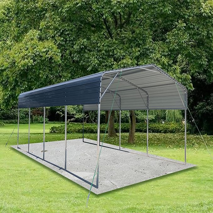 11x19 FT Metal Carport, Heavy Duty with Galvanized Steel Roof for Carport Camping Garden Wedding BBQ Commercial