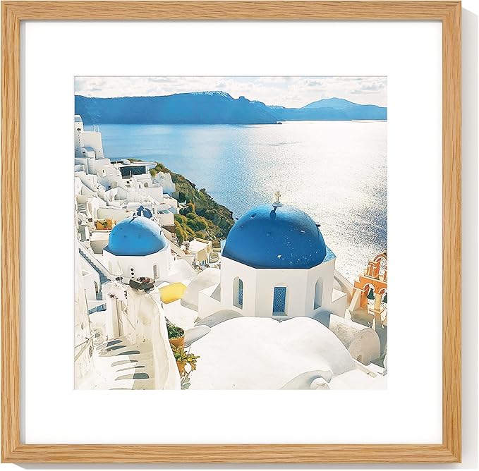 Axeman 16x16 Picture Frame with Mat for 12x12, Solid Oak Wood Square Picture Frame with Tempered Glass, Wooden Square Photo Frame 16''x16'' for Art Photo and Prints, Wall Hook Included, Natural