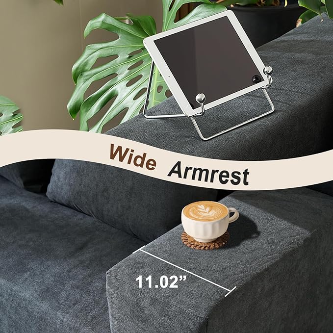 103" Cloud Sectional Sofa, Boneless L-Shape Couch with Chaise, Modern Minimalist Modular Couch for Living Room, Free Combination Deep Seat Corner, No Assembly Required, Dark Grey