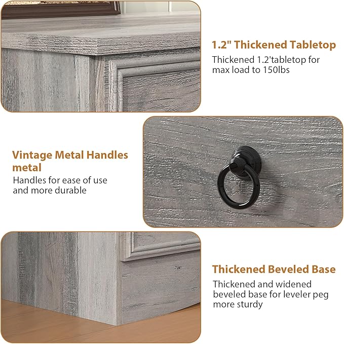 Grey Dresser for Bedroom with 10 Drawers, Large Chest of Drawers Storage Organizer, Long Dresser Storage TV Stand for Living Room, Bedroom, Hallway Taupe Grey