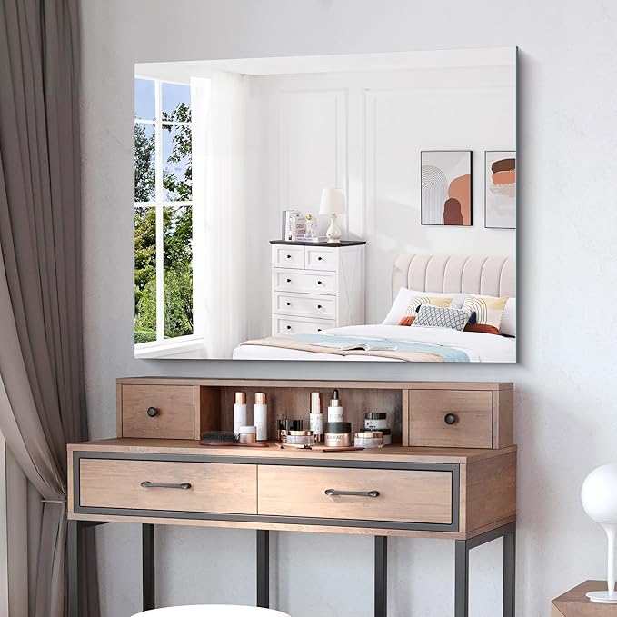 KOCUUY Frameless Bathroom Mirror, 30"x36" Frameless Mirror for Bathroom Sink, Unframed Mirrors for Wall Upgraded Shatterproof Design, Modern Decorative for Bedroom, Living Room, Entryway