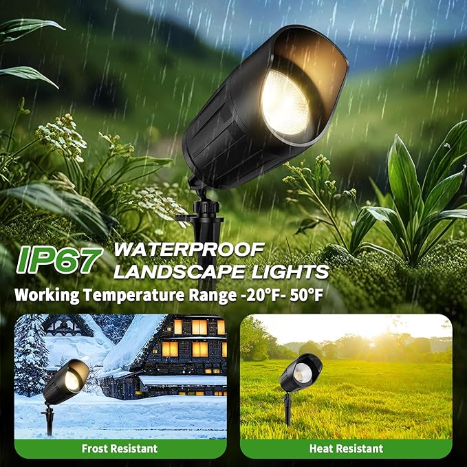 Low Voltage Landscape Lighting, 8W 800LM LED Landscape Lights with Connectors for Tree Garden Yard Pathway | 12V 24V Warm White 2700K Spotlights | IP67 Waterproof | 4 Pack