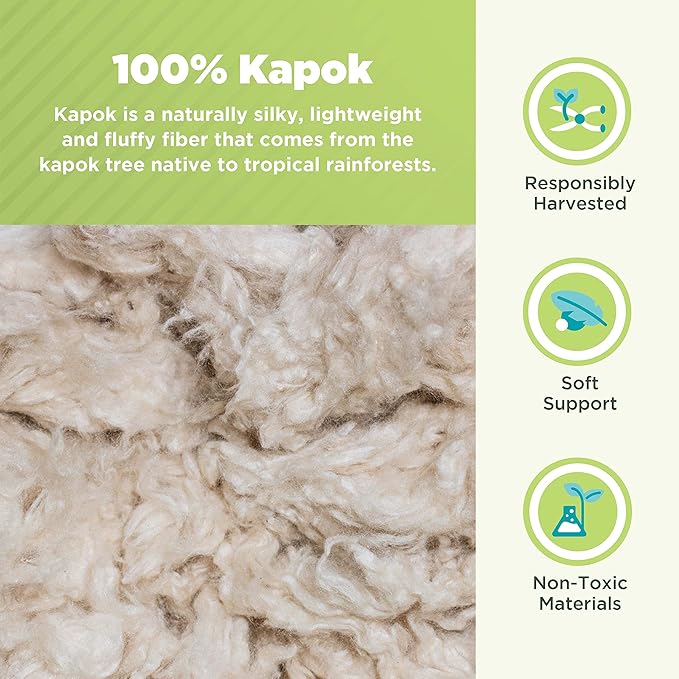 Organic Cotton Neck Roll Pillow with Pillowcase – Organic Kapok Filled Soft Neck Pillow with Hypoallergenic, Breathable Fabric Washable Protector – Supportive for Deep Sleep – Made in USA, 5" x 14"