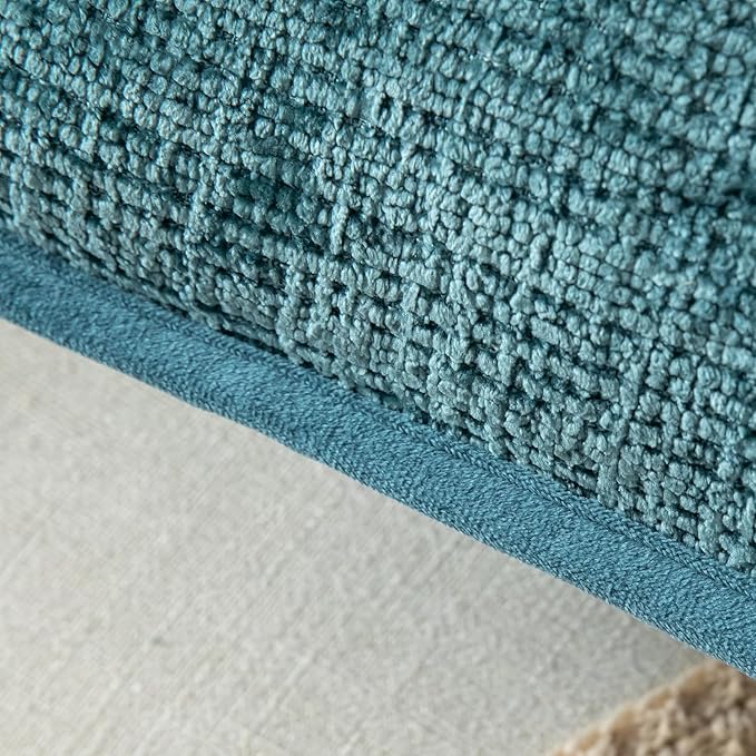 Yaertun Pack of 2 Chenille Textured Decorative Throw Pillow Covers Accent Solid Cushion Cover Soft Cozy Pillow Case with Velvet Back for Couch Sofa Bed Living Room 18x18 Inch Lake Blue