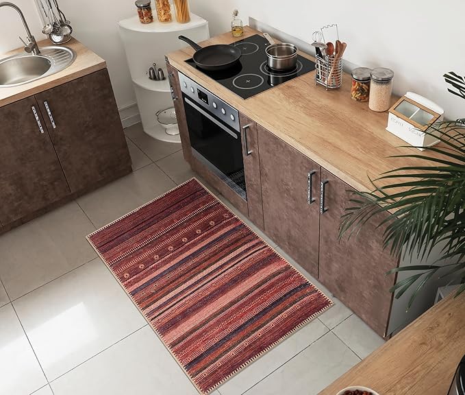 Keen Home Design 2x3 Rug - Machine Washable Entry Rug with Non-Slip Backing, Ideal for Enteryway, Kitchen, Bathroom, Laundry Room - Vintage, Easy Clean, Durable, Low Pile Rug - (2' x 3')