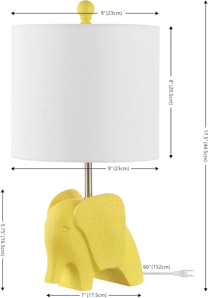 JONATHAN Y JYL1143C Koda 17.5" Eclectic Southwestern Resin/Iron Elephant LED Table Lamp Global, Transitional, Rustic, Office, Living Room, Dining Room, Bedroom, Hallway, Foyer, Yellow