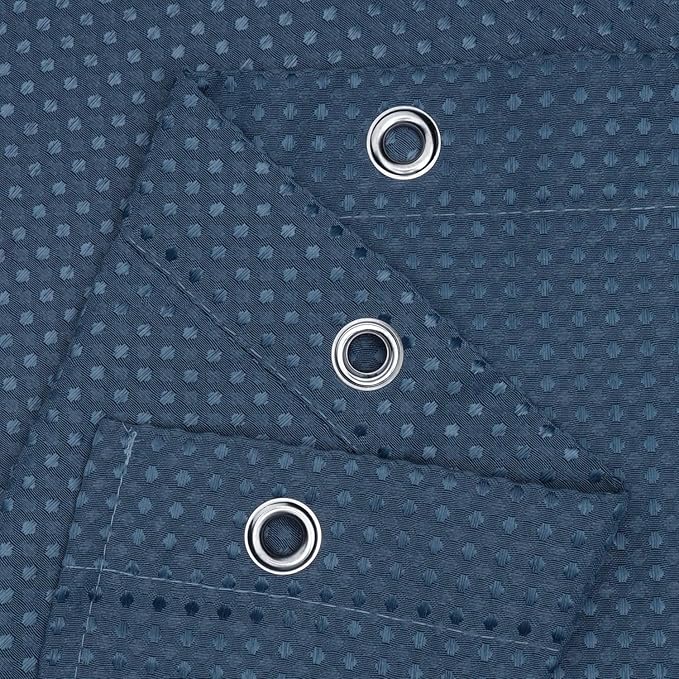 Barossa Design Waffle Weave Shower Curtain Hotel Luxury Spa, 230 GSM Heavy Duty Fabric & No Blowing, Water Repellent and Machine Washable - Moonlight Blue, 71"x72"