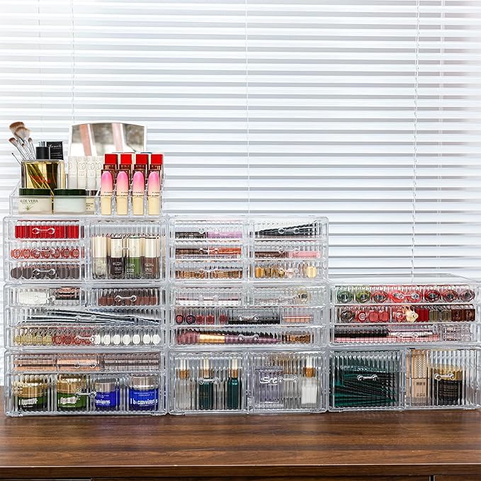 Cq acrylic Clear Plastic Makeup Organizer With 3 Drawers,Stackable Acrylic Drawers for Vanity Counter, Makeup Storage Organizer for Bathroom,Medicine,Accessory,Beauty Supplies Containers,Pack of 1