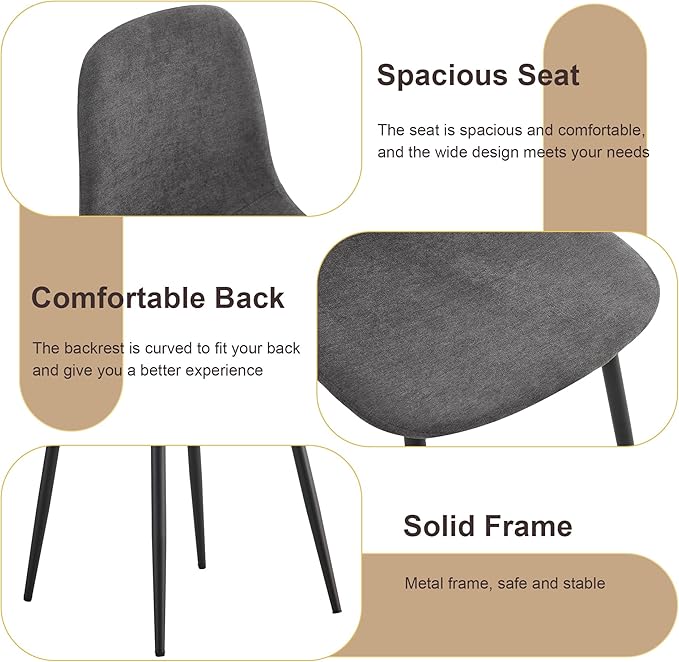 Dining Table Chairs Set for 4, Modern Rectangular Dining Room Table Set Upholstered Dining Chairs 55" Dinner Table Set for Kitchen (Grey Table & Grey1 Chairs, 55 inch Table + 4 Chairs)