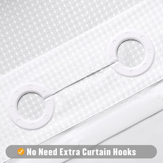 MitoVilla No Hooks Needed Grey Ombre Waffle Shower Curtain with Snap-in Liner, Modern Waffle Weave Heavy Duty Fabric Cloth Shower Curtain for Luxury Neutral Hotel Spa Bathroom Decor, 72 x 74