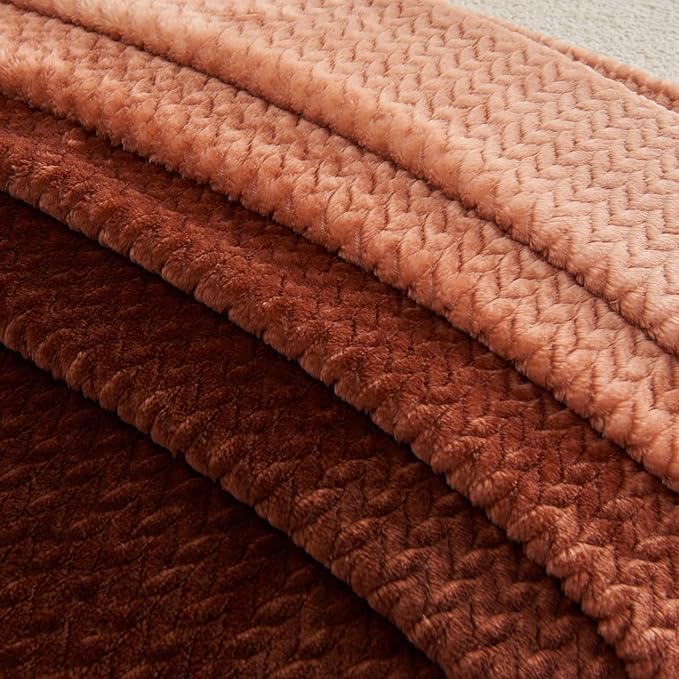 NEWCOSPLAY Super Soft Throw Blanket Ombre Coffee Premium Silky Flannel Fleece Leaves Pattern Lightweight Bed Blanket All Season Use (Ombre Coffee, Throw(40"x50"))