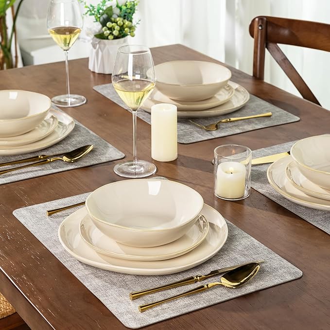 AmorArc Ceramic Dinnerware Sets,Handmade Reactive Glaze Stoneware Plates and Bowls Sets,Highly Chip and Crack Resistant | Dishwasher & Microwave Safe Dishes Set,Service for 8 (24pc)