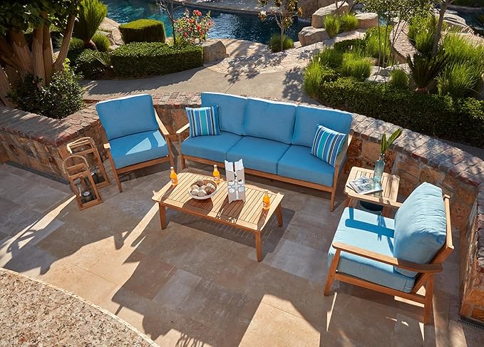 RSH DECOR: Sunbrella Lumbar Throw Pillows Set of 2 | 20" x 12" | Water and Fade-Resistant Performance Fabric | Outdoor Pillow Covers with Down-Alternative Inserts | Dolce Oasis