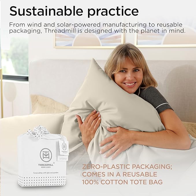 Threadmill Sheets for Twin Mattress | 800 Thread Count Twin Bed Sheets Set with 15” Deep Pocket | Sateen Weave, Better Than Egyptian Cotton, 3-Piece Bedding Set with Cooling Effect | Taupe