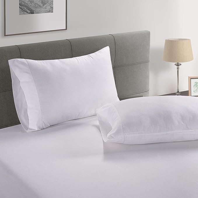 LANE LINEN Queen White Pillow Cases Set of 2 100% Egyptian Cotton 1000 Thread Count Sateen White- Perfect for Home Hotels & Hospital Use Standard Size