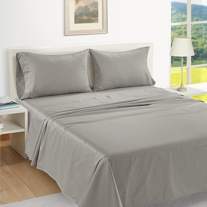 LANE LINEN Pillows Queen Size Set of 2 Soft 100% Egyptian Cotton Cool & Smooth 1000 Thread Count Pillow Cases - Silver