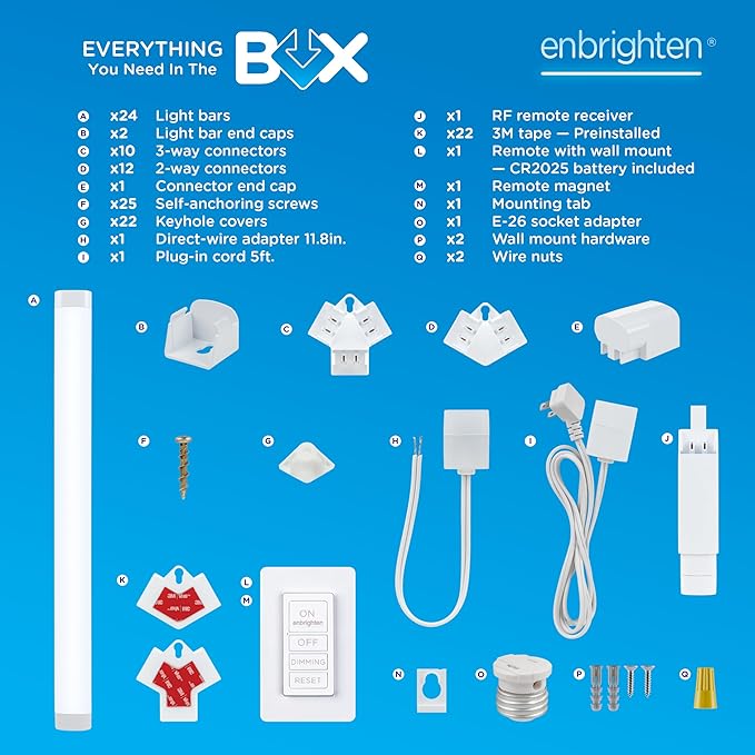 Enbrighten Ultrabrite Hexagon Garage Lights, 24 Pack, 5 Hex, 24,000lm, Dimmable with Remote, LED Ceiling Light for Car Detailing, Shop Lighting, Gym Decor, Man Cave, ETL Safety Certified, 85837