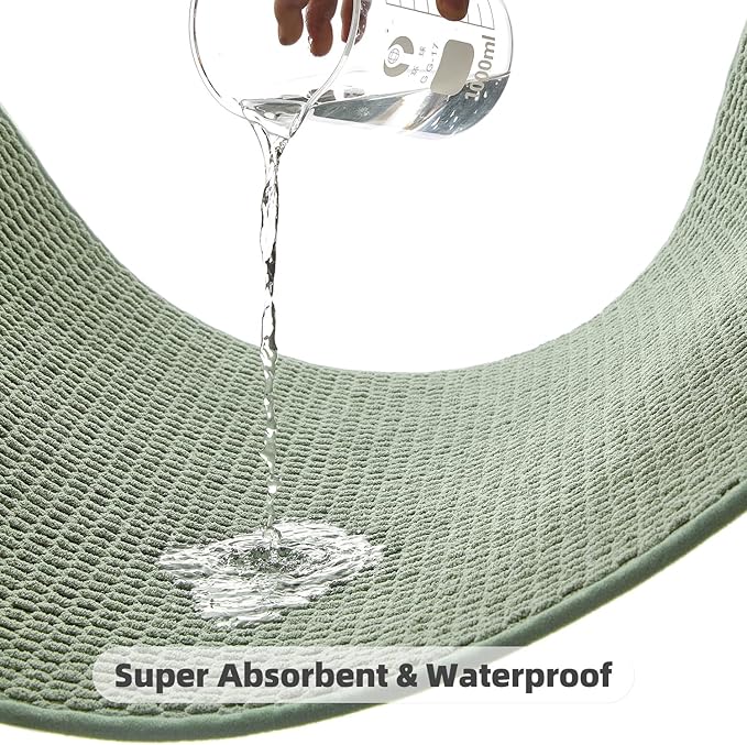 Small Bathroom Rugs Non Slip Washable Bath Rugs Super Absorbent Bathroom Rug Thin Quick Dry Low Pile Bath Mats, Sage Green 12"x12"