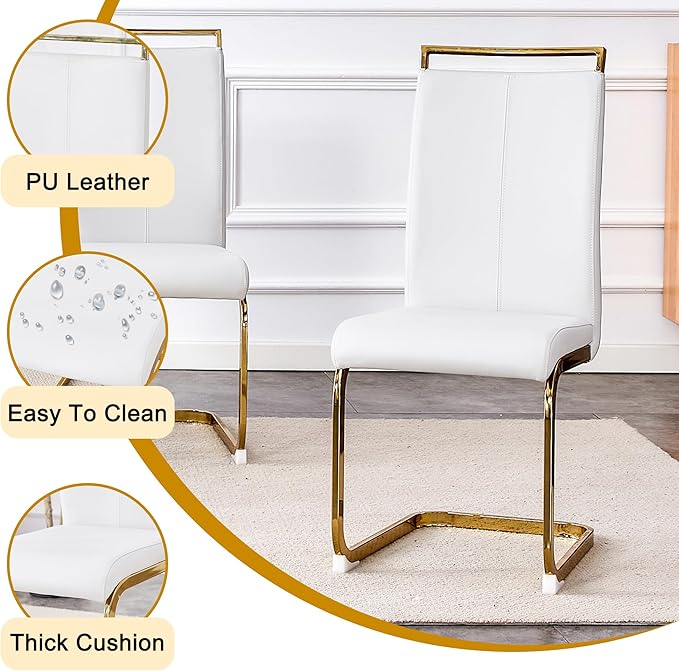 Dining Table Set for 8, Kitchen Table Chairs Set of 8, Modern Dining Room Set with 71" Marble Dinner Table PU Leather Upholstered Chairs for Kitchen