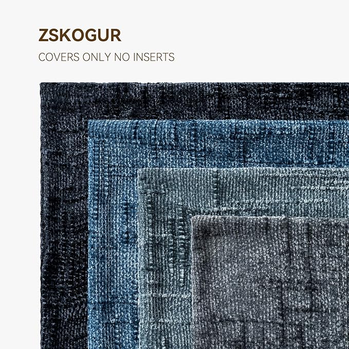 Decorative Throw Pillow Covers 20x20 Inch Set of 4, Soft Solid Farmhouse Chenille Couch Pillows, Spring Pillow Covers for Couch Sofa Bed Living Room Home Decor Pillowcase, Cool Colors