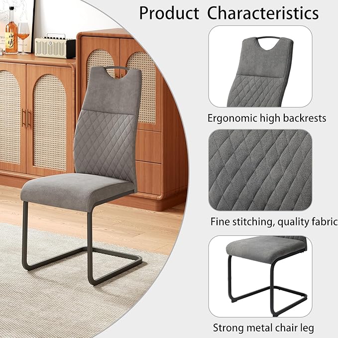 46.4" Round Dining Table and Chair Set, Mid Century Modern Round Dining Table for Set of 4, Coffee Table w/Steel Legs for Kitchen Dining Room, Office, Save Space