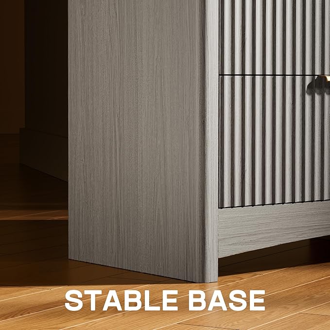 Marsail 6 Drawer Wooden Dresser with Smooth-Glide Drawers, Modern Storage Solution for Bedrooms, Living Rooms, and Hallways, Featuring Large Capacity and an Elegant Natural Wood Finish, Light Grey