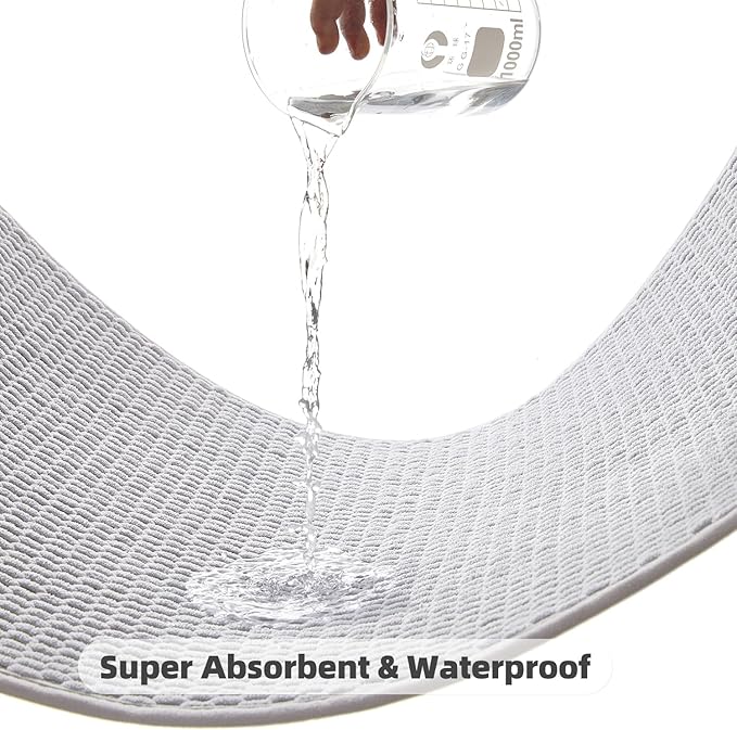 Bathroom Rugs Non Slip Washable, Super Absorbent Thin Bath Mat Small Quick Dry Low Pile Bathroom Rug, Light Grey 16"x24"