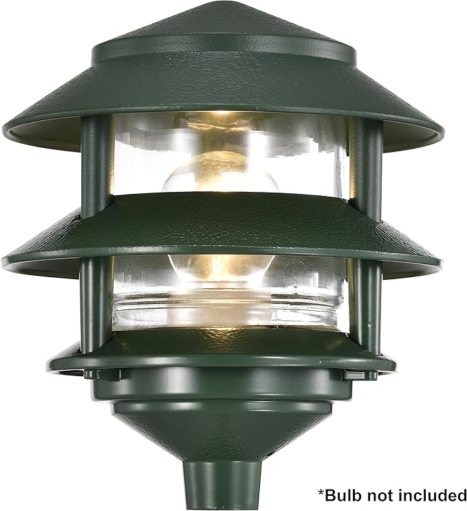 Nuvo SF77/323 One 2 Louver Hood Outdoor Pagoda Landscape Pathway Light, 2 Tier-Small, Green