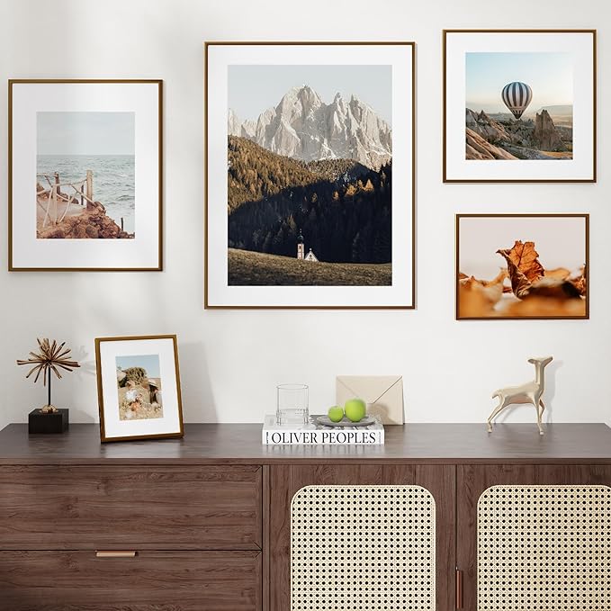 12x16 Metal Picture Frame For Wall With Mat For 9x12, 12''x16'' Aluminum Certificate Document Frames With Tempered Glass, Minimalist Modern Poster Frame Horizontally And Vertically, 3 PCs, Bronze