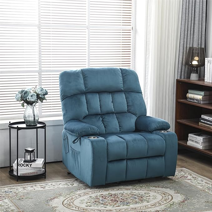 Heavy Duty Recliner Chairs with Cup Holders for Adults Big and Tall, Oversized Power Recliner Lift Chair for Elderly, Heat and Massage, Stand Up, Lay Flat 160 Degree Sleeping