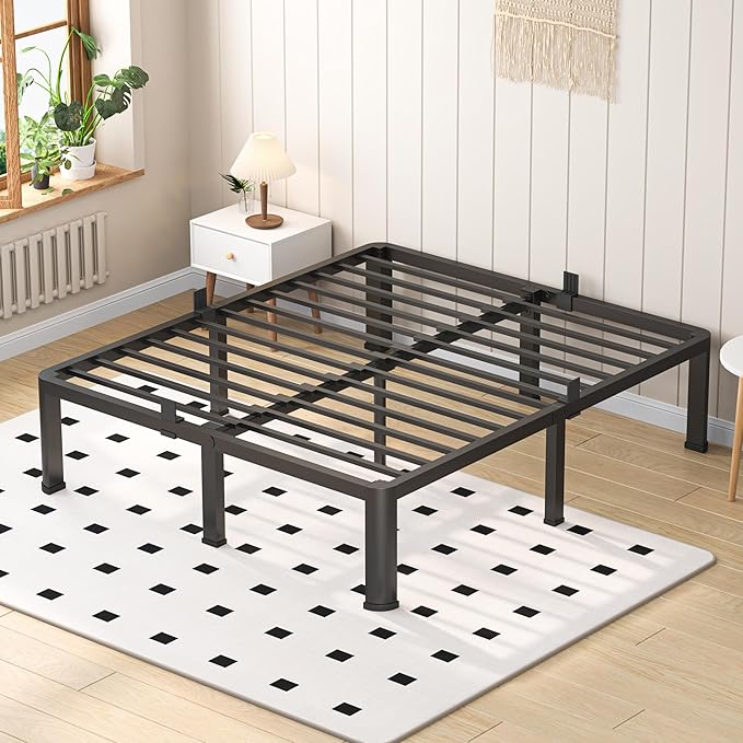 12 Inch King Heavy Duty 3500 lbs Bed Frame with Round-Corner Legs & Anti-Squeak Design – Quick Assembly Metal Platform, No Box Spring Needed
