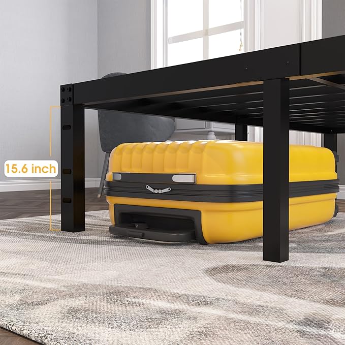 18 Inch Tall and Strong Platform Metal Bed Frame/Easy Assembly Mattress Foundation/ 4000lbs Heavy Duty Frame with Steel Slat Support/No Noise/No Box Spring Needed，Twin