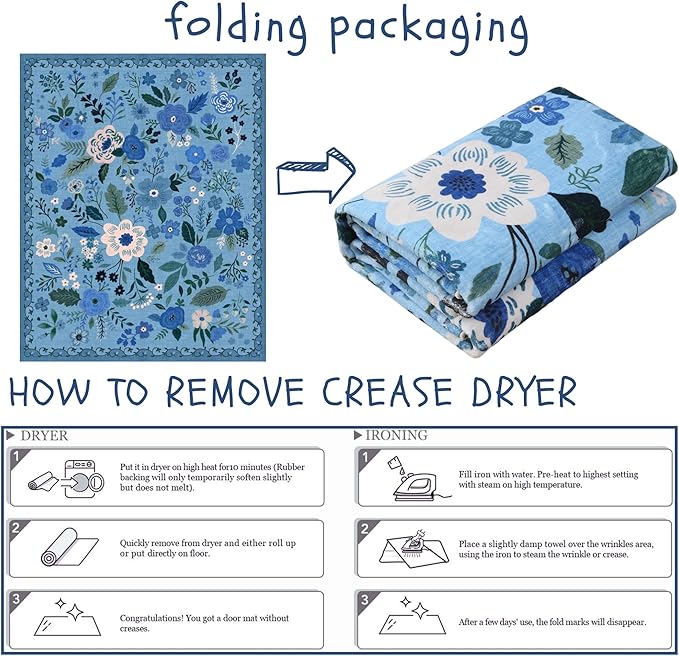 Living Room Rug 6x9 Rug Machine Washable Boho Area Rug Non Slip Floral Vintage Low Pile Large Rug for Living Room, Bedroom, Farmhouse, Dining Room, Kids Playroom(Blue)