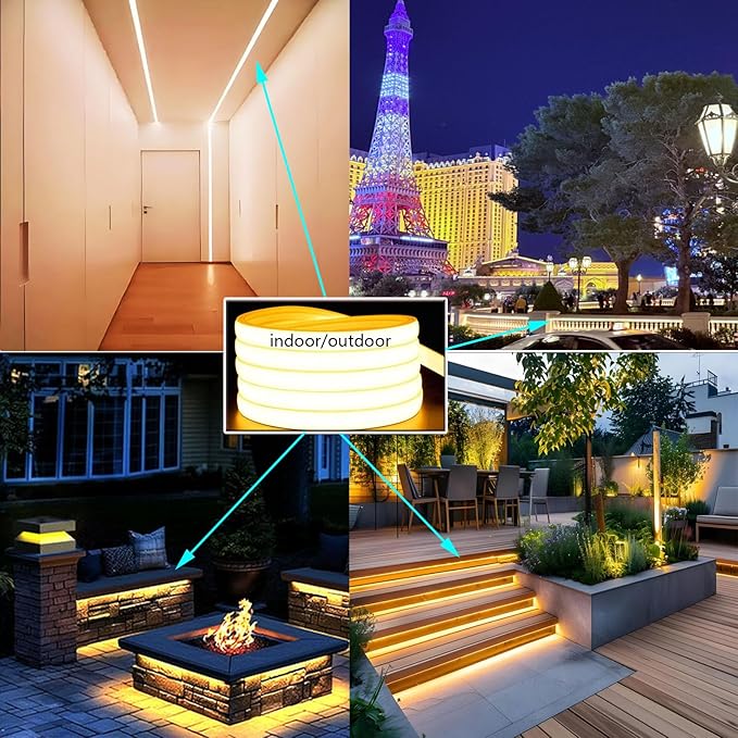 Silicone Soft LED Strip 16.5 FT,LED Landscape Lighting,24V Low Voltage Step Light 3000K Warm White Light,IP68 Waterproof Outdoor Landscape Lighting,Suitable for Courtyard Wall Stairs