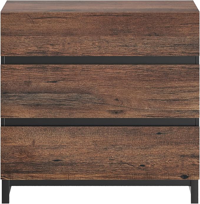 WAMPAT Modern TV Stand for TVs up to 42 inch, Entertainment Center TV Console with 3 Drawers and Metal Base, Media Console for Living Room, Bedroom, Brown