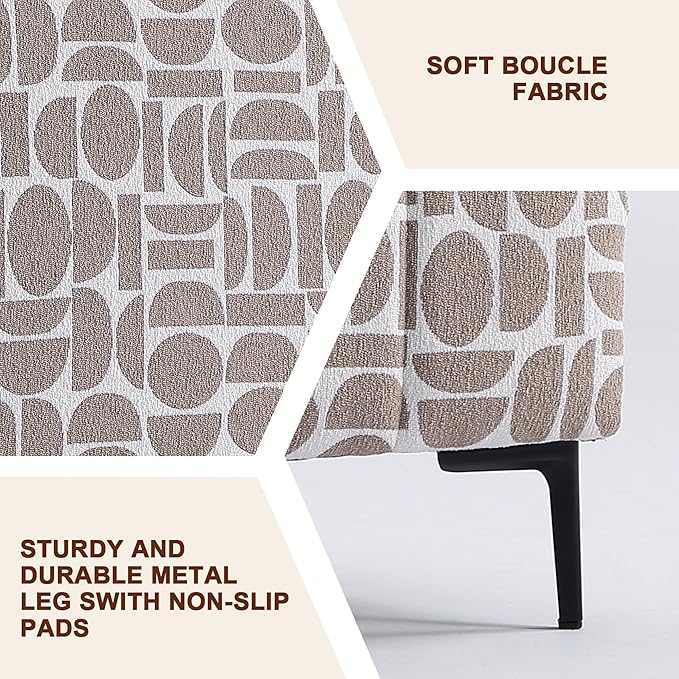 Get Set Style Modern Accent Single Sofa Chair with Arms,Tufted Boucle Upholstered Comfy Reading Sofa Chair with Arm,Thick Seat Cushion Chair for Living Room Bedroom Study Studio Lounge, Champion