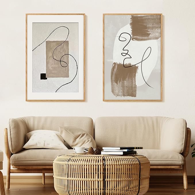 Axeman 24x36 Picture Frame with Mat for 20x30, Solid Oak Wood Poster Frame with Tempered Glass, Wood 24''x36'' Minimalist Photo Frame Movie Poster Frame with Wall Hooks for Art Photo Prints, Natural